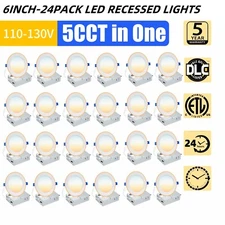24 Pack 6 Inch 5CCT Ultra-Thin LED Recessed Ceiling Lights with Junction Box New