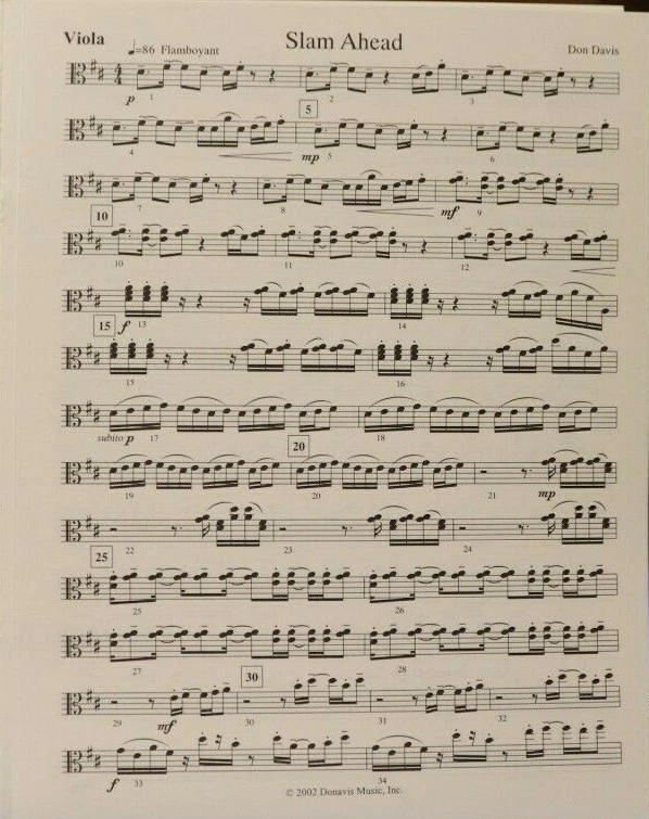 Flute, Viola & Harp: Slam Ahead by Don Davis New Unplayed publisher price $16.00 - Image 3 of 4