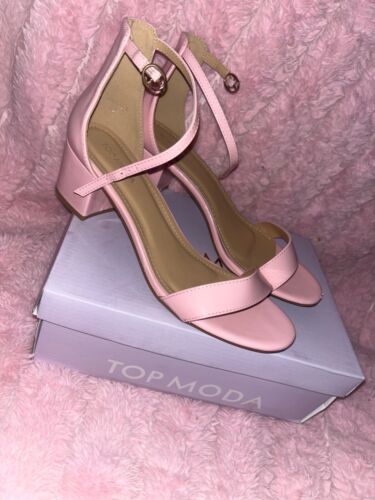 Women Elastic Ankle Strap Pump Shoes Low Heel Pointed Toe Pumps Size 10 W