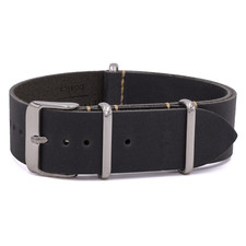 Dark Grey Oiled Leather One-Piece Watch Band - 18, 20, 22 or 24mm
