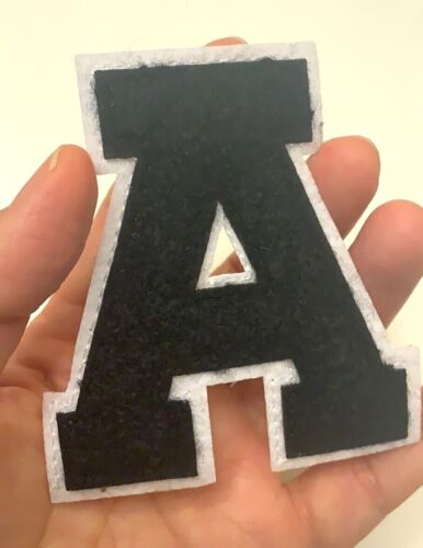 Large Black 8CM Towel embroidery A-Z Alphabet Letter Iron On Patch Craft - Picture 3 of 6