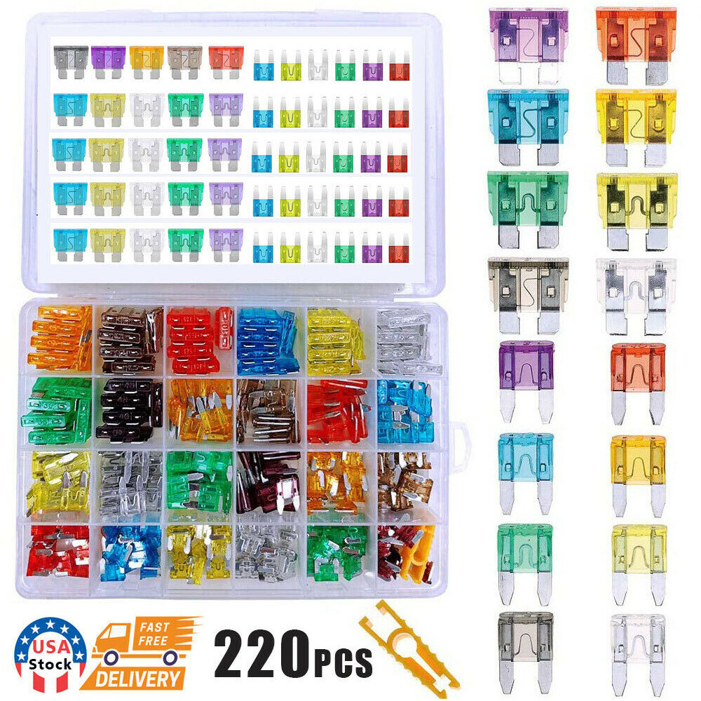 220Pcs Car Blade Fuse Assortment Assorted Truck Motorcycle FUSES Kit ATC ATO ATM