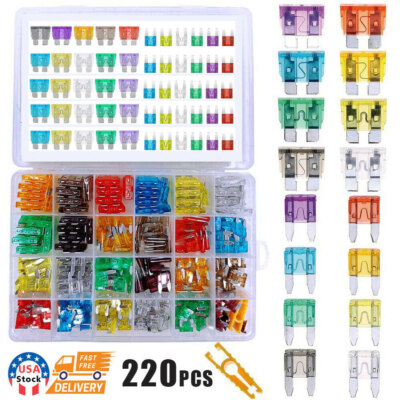 220Pcs Car Blade Fuse Assortment Assorted Truck Motorcycle FUSES Kit ATC ATO ATM