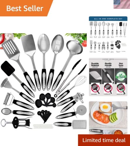 41 Pcs Stainless Steel Kitchen Utensils Set - Nonstick Stainless Steel Cookin...
