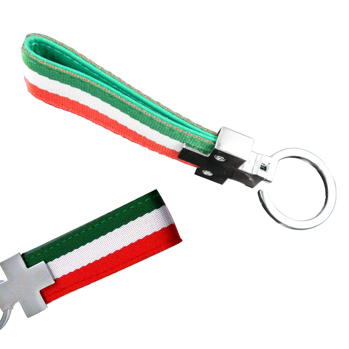 Italian Flag Style Stripe Key Fob Chain Keyring – Multi-Color Nylon PVC Universal Fit By Xotic Tech