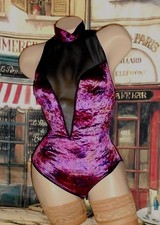 VinTage USA S Victoria's Secret Velveteen Bodysuit Teddie Plaid Hi Neck