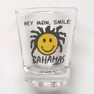 Bahamas-Logo-Hey-Mon-Smile-Shot-Glass-Collectible-Preowned