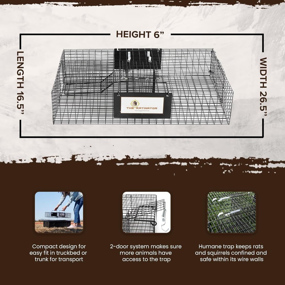 Ranch Ratinator No Poison,Live Animal Rat Catch and Release Cage Trap