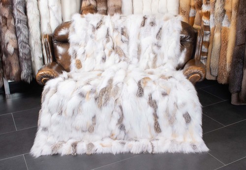 5512 Fawnlight Fox Sides Fur Blanket Genuine Pelt Throw Real Fur Cover Fox Throw - Picture 5 of 11