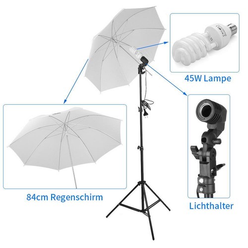 Profi Fotostudio Set Softbox Hintergrundsystem Studioleuchte Regenschirm Tasche - Bild 7 von 12