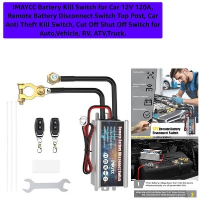 Battery Kill Switch for Car 12V 120A, Remote Battery Disconnect Switch Top Po...