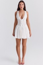 house of cb sarita white floral lace corset mini dress bnwt size m