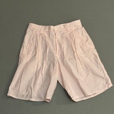 Vintage Benetton Pink White Striped Pleated Shorts Made in USA Womens 28 90's