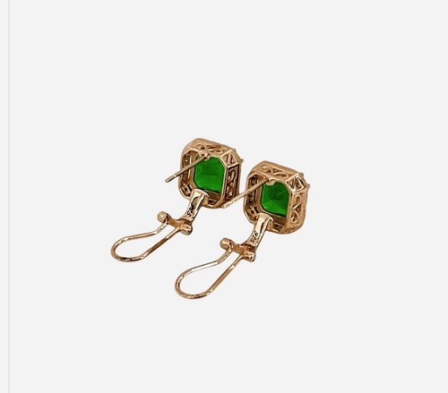 Pendientes enchapados en oro rosa de 14k creados en laboratorio de esmeraldas - Imagen 4 de 6