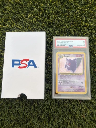 Gengar 5/62 Fossil Holo 1st Edition Pokémon TCG Card 1999 PSA 5 (FRESHLY GRADED)