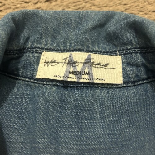 We The Free Denim Jumpsuit Coveralls Long Sleeve Cinch Waist Snap Buttons Medium - Picture 2 of 9