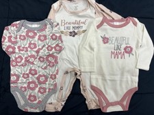 Baby Girl 3-6 Month One Piece Long Sleeve Bodysuits Lot Of 3