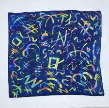ABSTRACT women  s Silk Accessory Scarf W An Art Print 34"/37" EX.COND