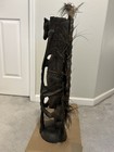 Papua New Guinea 30” Tall Wood  Statue w/ Weave, Feathers, Sepik River Spiritual — photo 4