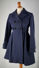 Ladies Monsoon Fusion Black & Purple Fit & Flare Short Coat Size UK 10