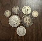 Lot of 7 US Silver Coins Barber Dimes Quarter Walking Liberty Half Dollar
