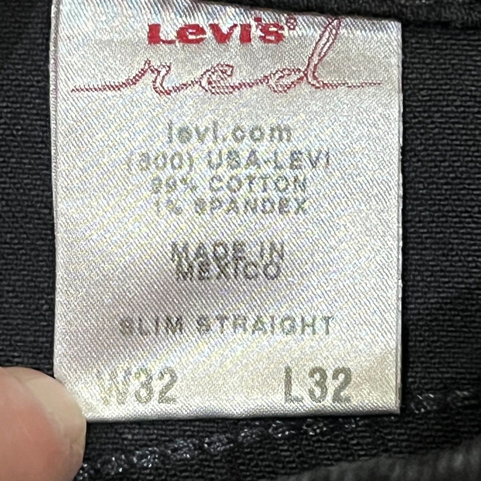 Rare Premium Line Vintage Y2K Levi’s Red Slim Straight Jeans Black W32 L32 image 5
