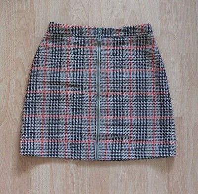 Minirock Jean Pascale Damen Reißverschluss vorne Gr.38 Wolle Beige/Kariert Neu