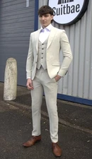 Prototype One-Off 3 Piece Suit Light Beige-Lime with Green Buttons (38/32)