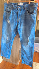 True Craft Medium Wash Blue Denim Straight Slim Mid Rise Distressed Jeans True Craft Medium Wash Blue Denim Straight Slim Mid Rise Distressed Jeans