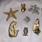 Mixed VTG Costume Jewelry Lot-9 Brooches-1 Earrings- 2 Necklaces 12 Pieces Lot