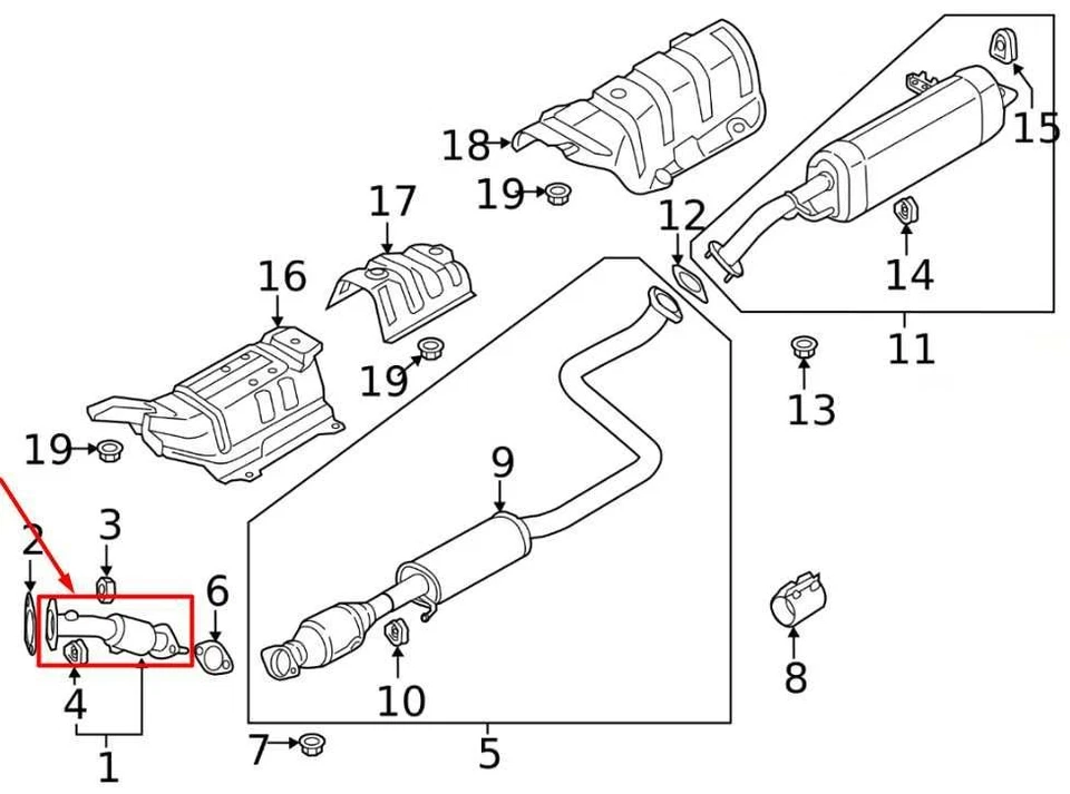 Sistema de escape delantero Hyundai Elantra SEL 2021-25 2,0 L TRACCIÓN DELANTERA tubo Corea 28610-AA400 Foto 2 de 4