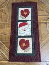 Quilted Wall Hanging Handmade Christmas Country Santa Mittens 27  X 12  