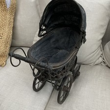 Vintage Doll Stroller ~ Wood Black/Brown