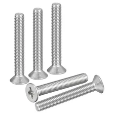 M8-1.25x55 Flat Head Machine Screws -5pcs -304 Stainless Steel -Silver