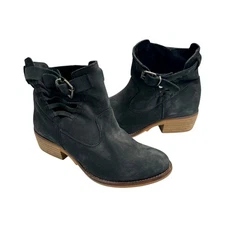 Coolway Anthropologie EU 38 Gray Nubuck Leather Cutout Pull On Slouchy Booties