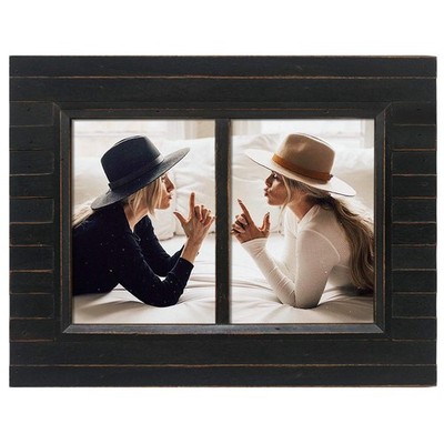 Eosglac 5X7 Collage Picture Frame Distressed Black 2-Opening Timbermount Rustic