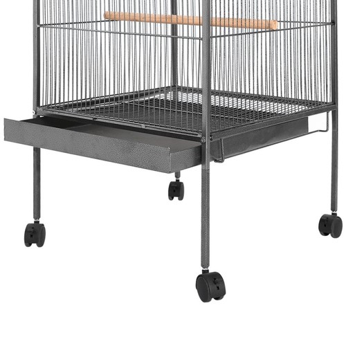 vidaXL Vogelkäfig mit Dach Stahl Schwarz 66x66x155 cm - Bild 3 von 7