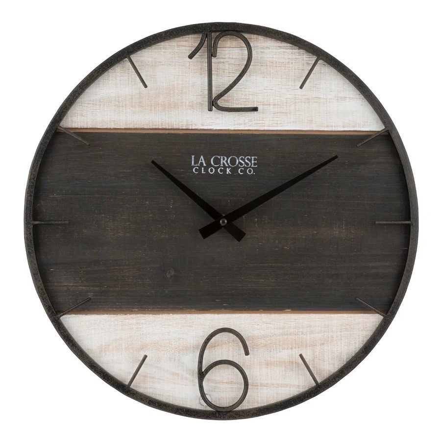 La Crosse 16" In/Out Ironwood Wall Clock (Wood And Metal Construction)