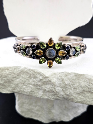Nicky Butler ''MULTIGEMSTONE FLOWER CUFF BRACELET''