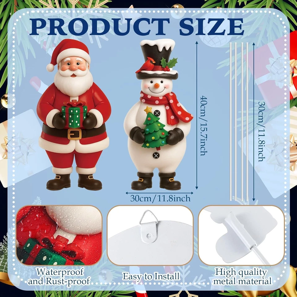 Letreros de patio de Navidad de metal Nuanchu 2 piezas rojo, verde, blanco, negro, marrón  Foto 2 de 4