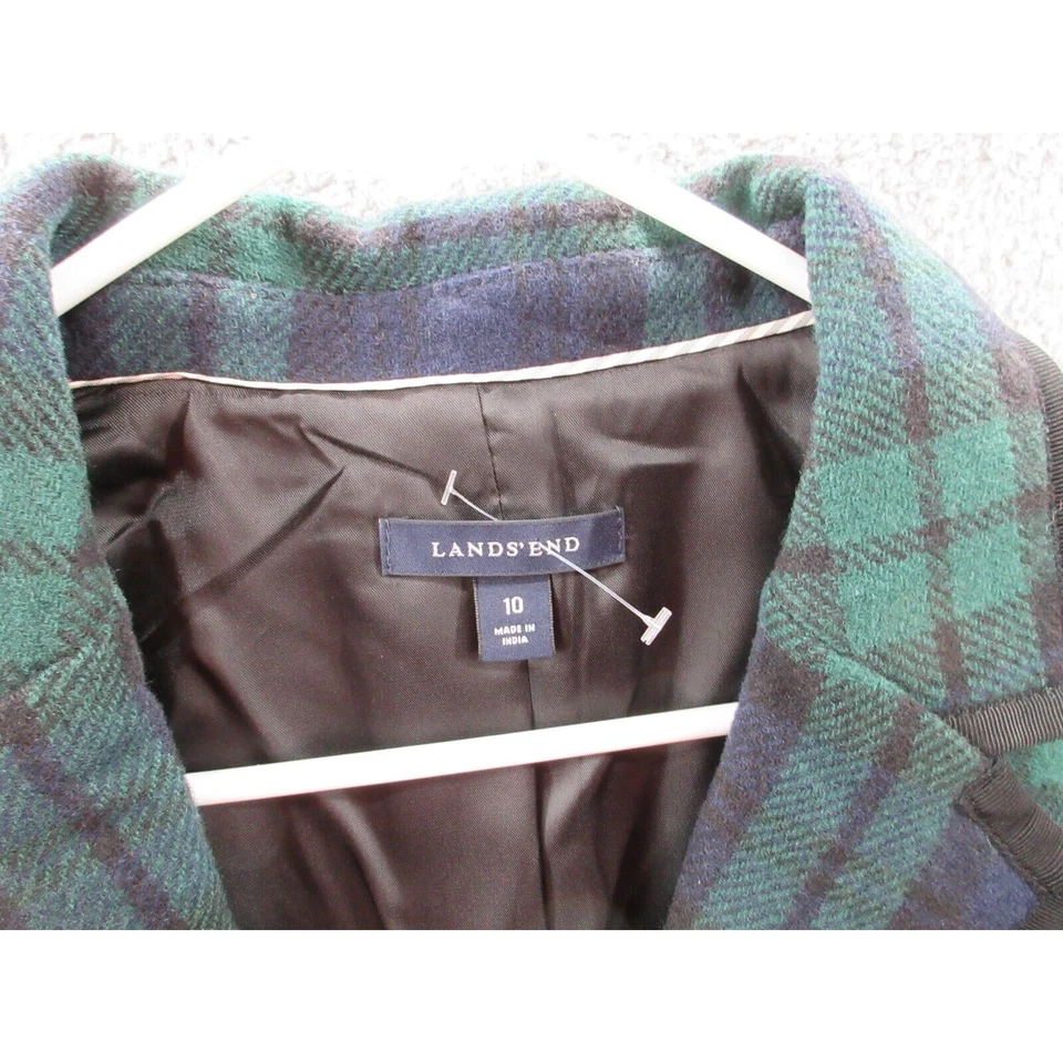 全新带标签 Land's End Blackwatch 格子羊毛混纺女式 10 码西装外套夹克 — 第 2/4 张图片