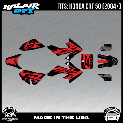 Graphics Kit for  Honda CRF50 (2004-2012) or (2013+)  Lethal Series - Red Shift
