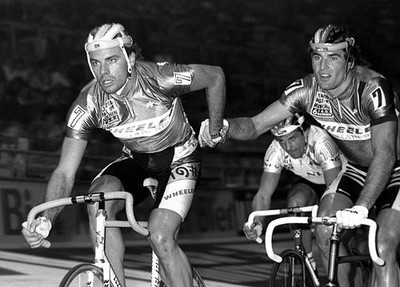 Michael Kluge and Remig Stumpf in the 1991 Munich 6-Day event Old Photo