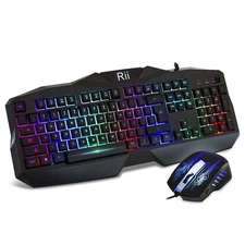 Gaming Keyboard and Combo,Rainbow Backlit USB Wired Computer Keyboard 104 Key...