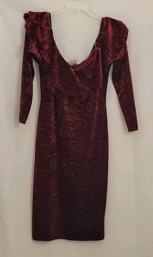 Gibiu Women's Cocktail red with gold shimmers velvet dress Size 1X Sharp! - Picture 1 of 8