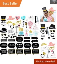 Capture Joy: 52 Count Wedding Photo Booth Props with Gold Glitter  Accessories