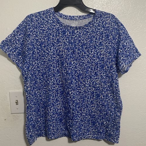 Lands' End Damen Bluse Damen lässig stilvoll XL 18 Blumen Ditsy Print Komfort