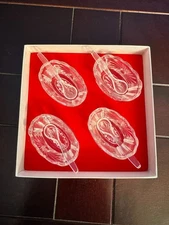 Vintage Pressed Glass salt cellers with matching spoons (set of 4)