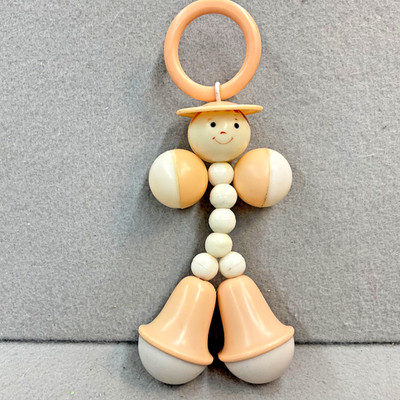 Celluloid Baby Rattle Crib Toy Pale Pink Nursery Plastic 1950s Vintage 70+ Years