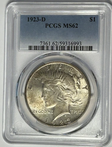 1923 D PEACE DOLLAR PCGS MS 62